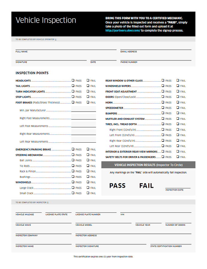 Official-Uber-Inspection-Form