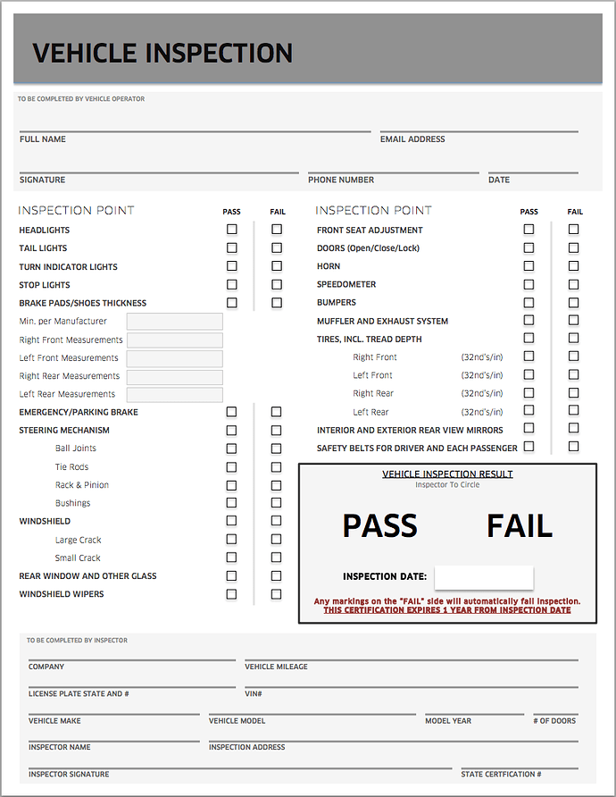 Uber safety Inspection formHow to download (pdf) and print Vehicles