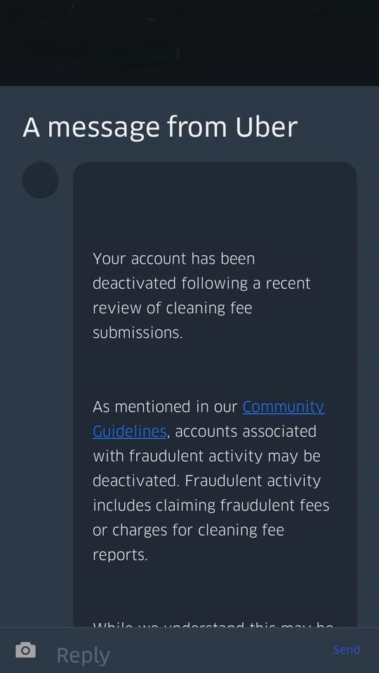 Uber Customer Service Deactivated